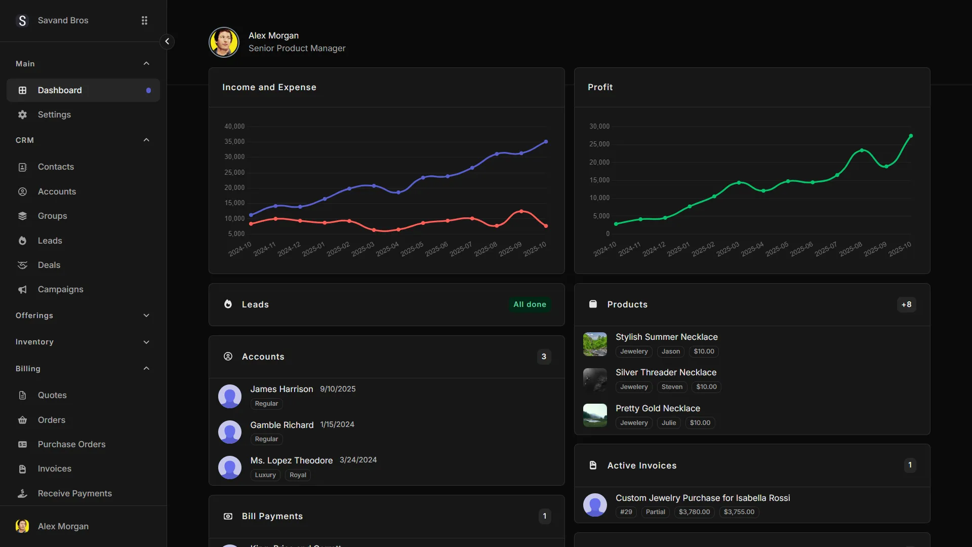 Savand Business Cloud Dashboard
